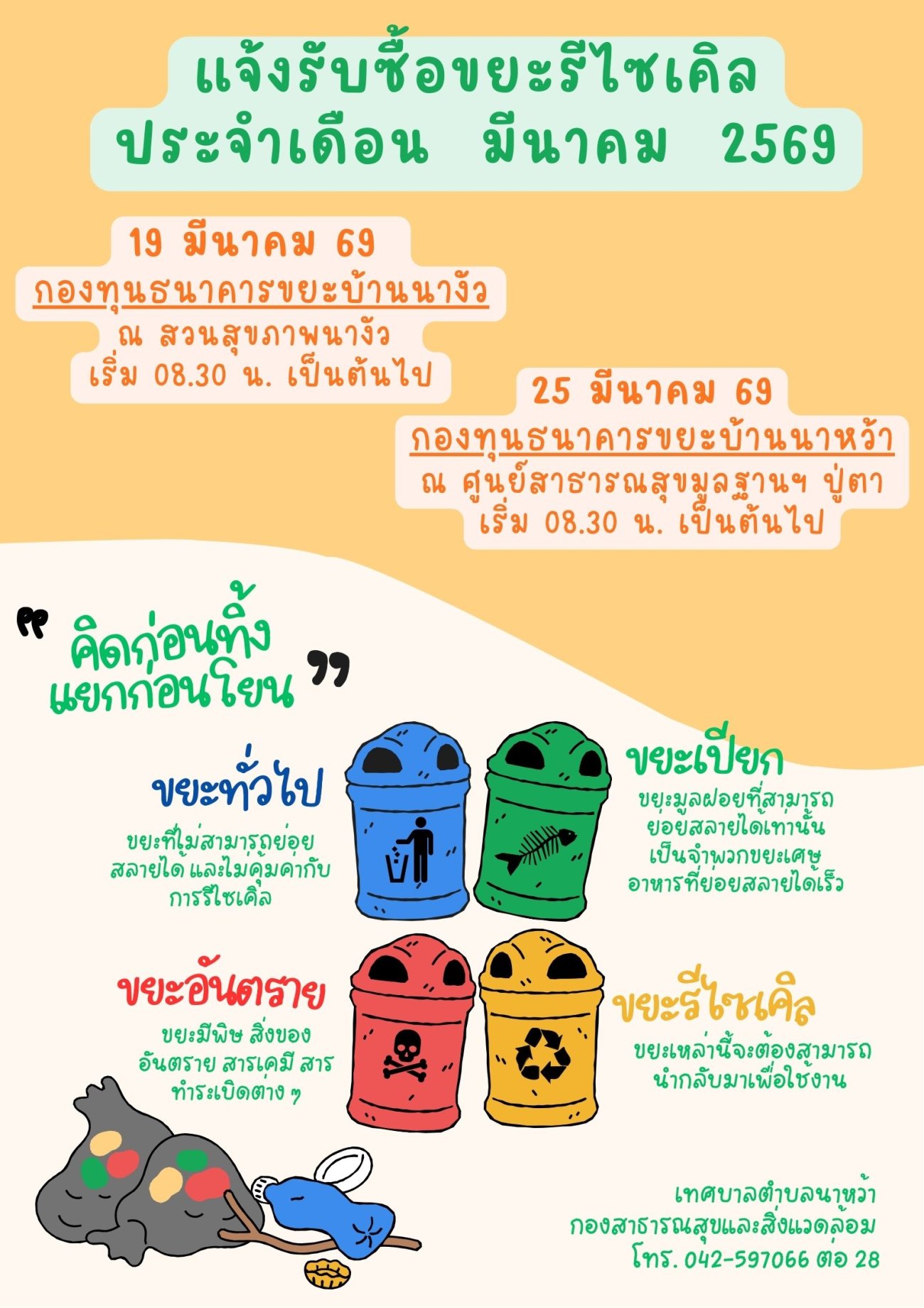 แจ้งรับซื้อขยะรีไซเคิล ประจำเดือน  มีนาคม  2569
